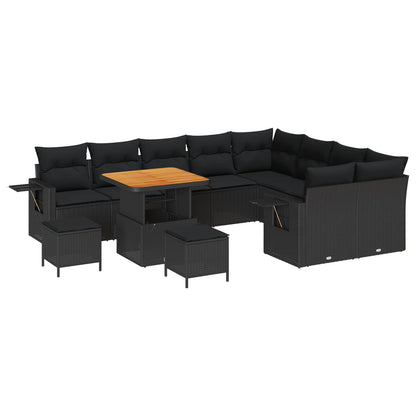 Gartensofa-set 12 pcs Schwarz Poly-Rattan