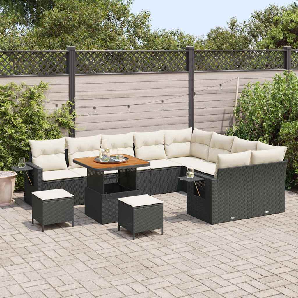 Gartensofa-set 12 pcs Schwarz Poly-Rattan