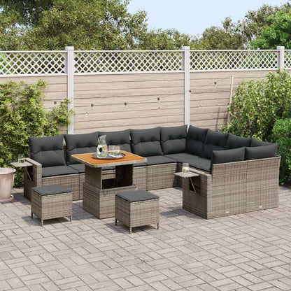Gartensofa-set 12 pcs Grau Poly-Rattan