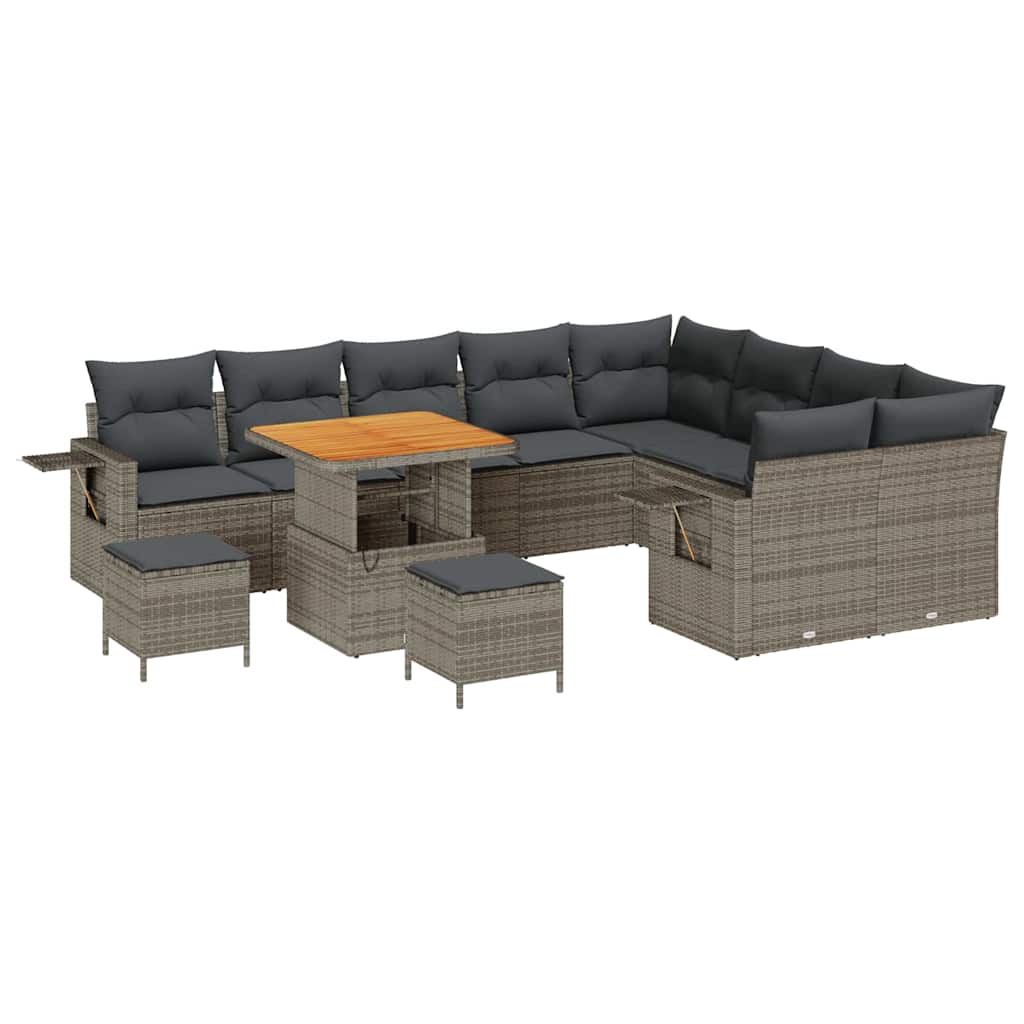 Gartensofa-set 12 pcs Grau Poly-Rattan