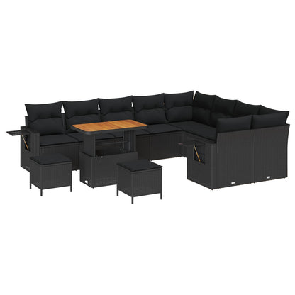 Gartensofa-set 12 pcs Schwarz Poly-Rattan