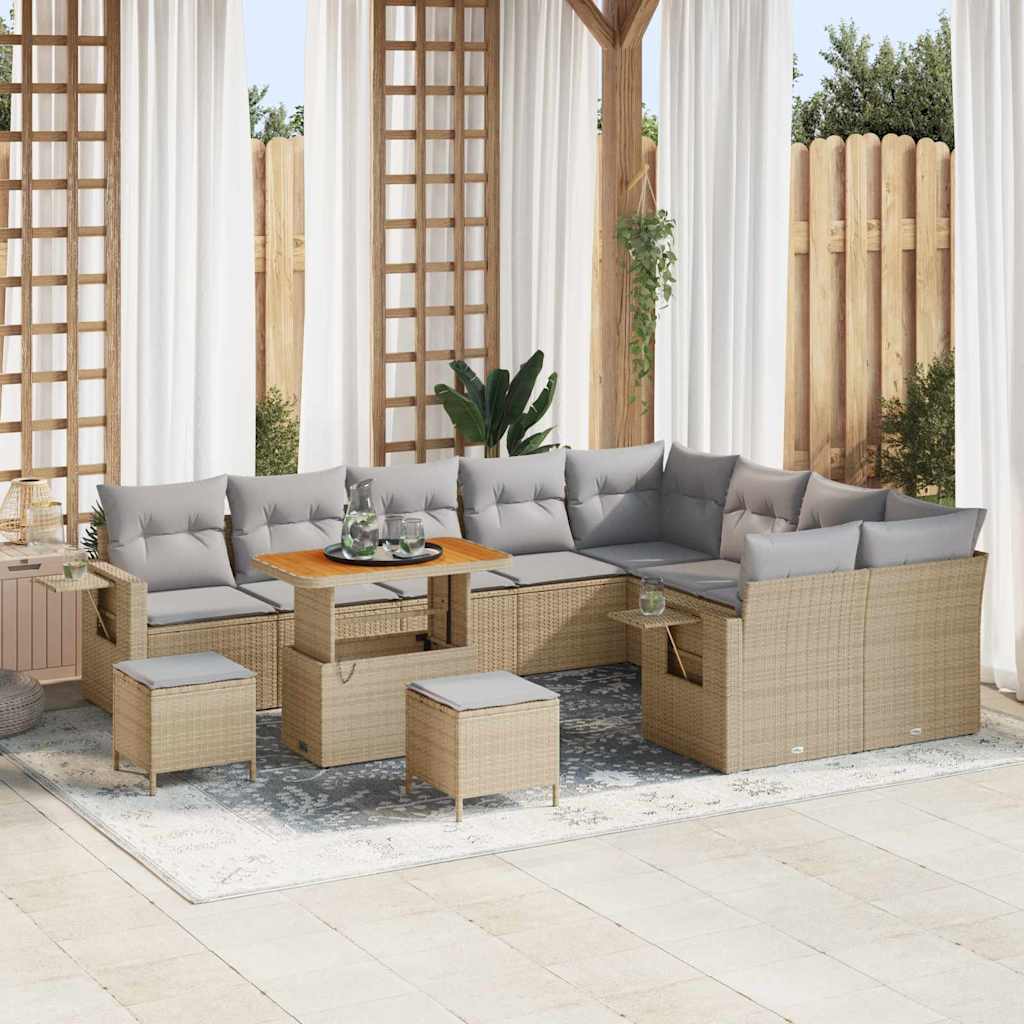 Gartensofa-set 12 pcs Beige Poly-Rattan