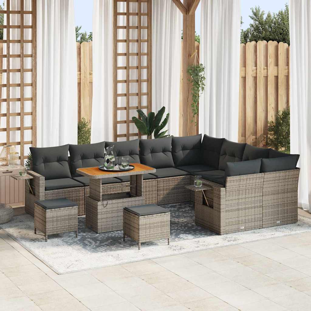 Gartensofa-set 12 pcs Grau Poly-Rattan