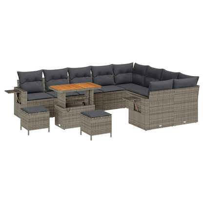 Gartensofa-set 12 pcs Grau Poly-Rattan