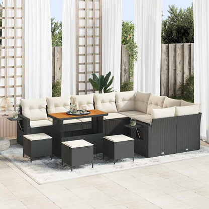Gartensofa-set 13 pcs Schwarz Poly-Rattan
