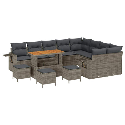 Gartensofa-set 13 pcs Grau Poly-Rattan