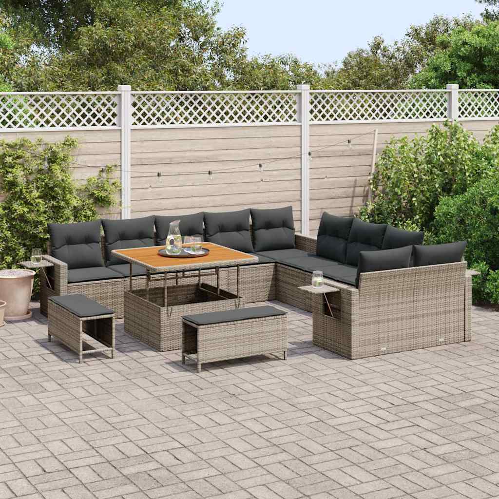 Gartensofa-set 13 pcs Grau Poly-Rattan