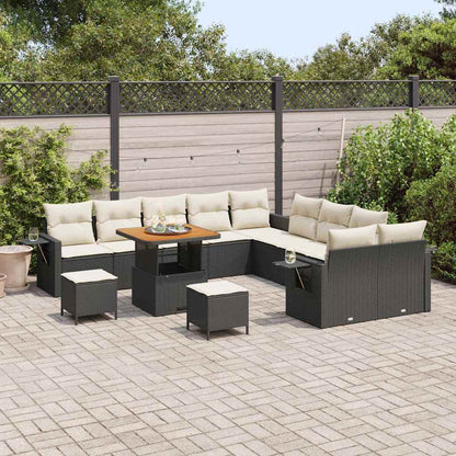 Gartensofa-set 13 pcs Schwarz Poly-Rattan
