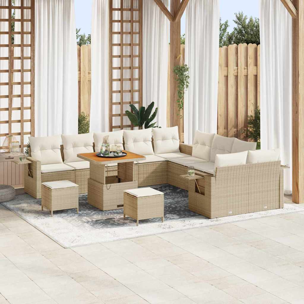 vidaXL Gartensofa-set 13 pcs Beige Poly-Rattan