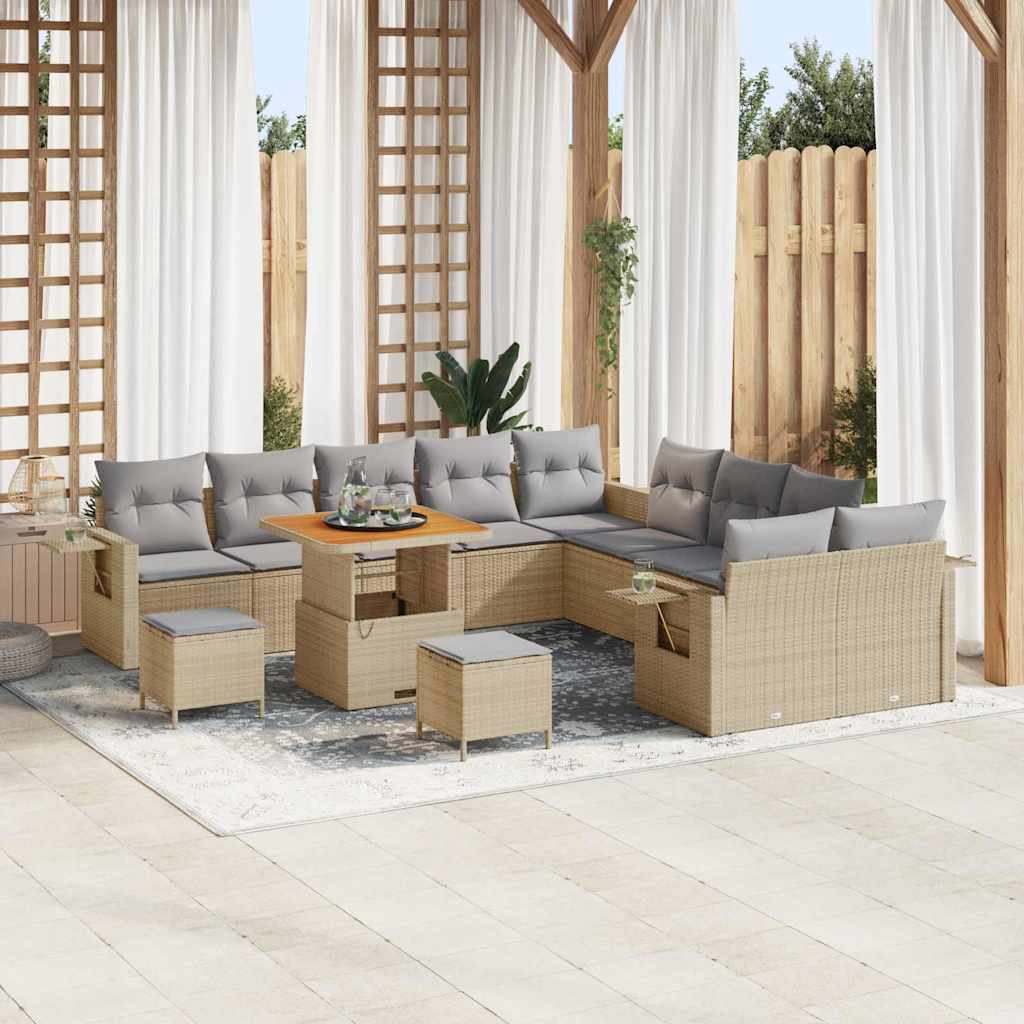 Gartensofa-set 13 pcs Beige Poly-Rattan