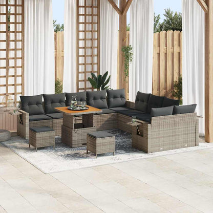 vidaXL Gartensofa-set 13 pcs Grau Poly-Rattan