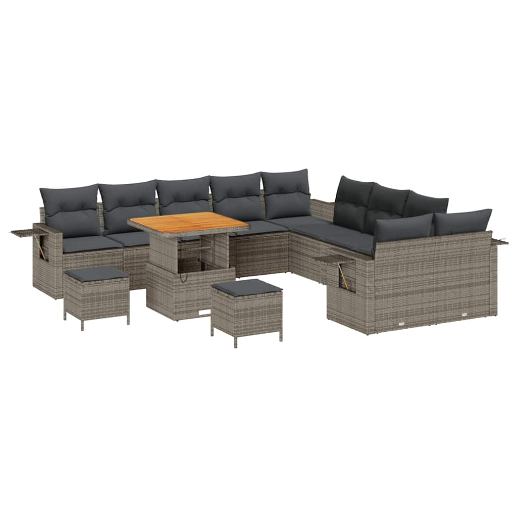 vidaXL Gartensofa-set 13 pcs Grau Poly-Rattan