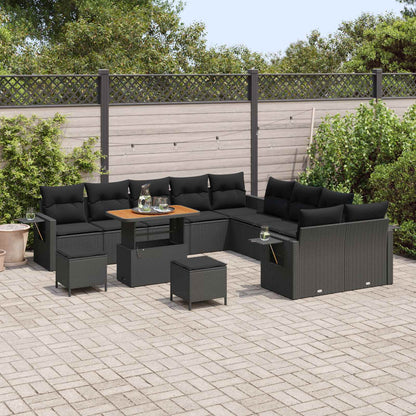 Gartensofa-set 13 pcs Schwarz Poly-Rattan