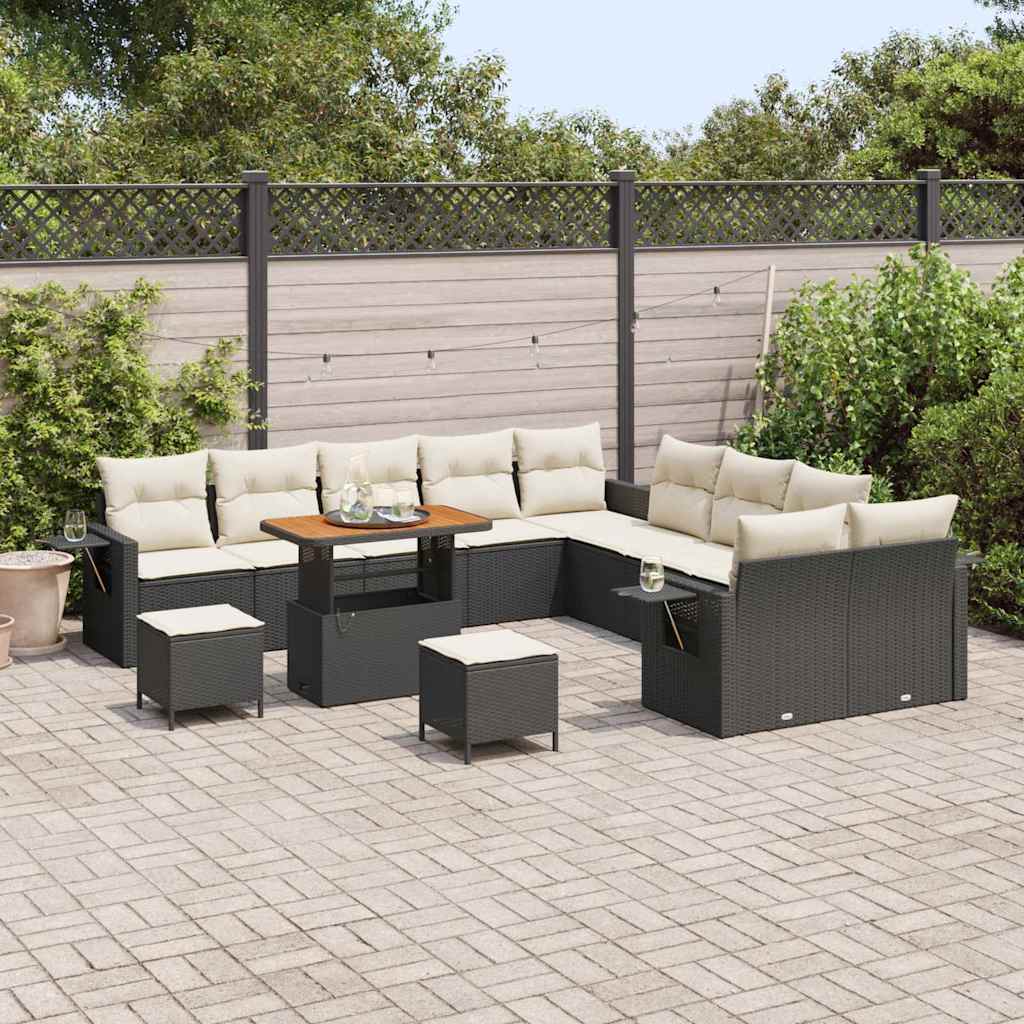Gartensofa-set 13 pcs Schwarz Poly-Rattan
