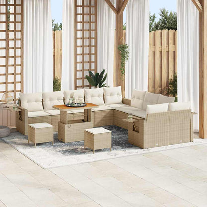 vidaXL Ensemble de canapés de jardin 13 pcs Beige Poly-rotin