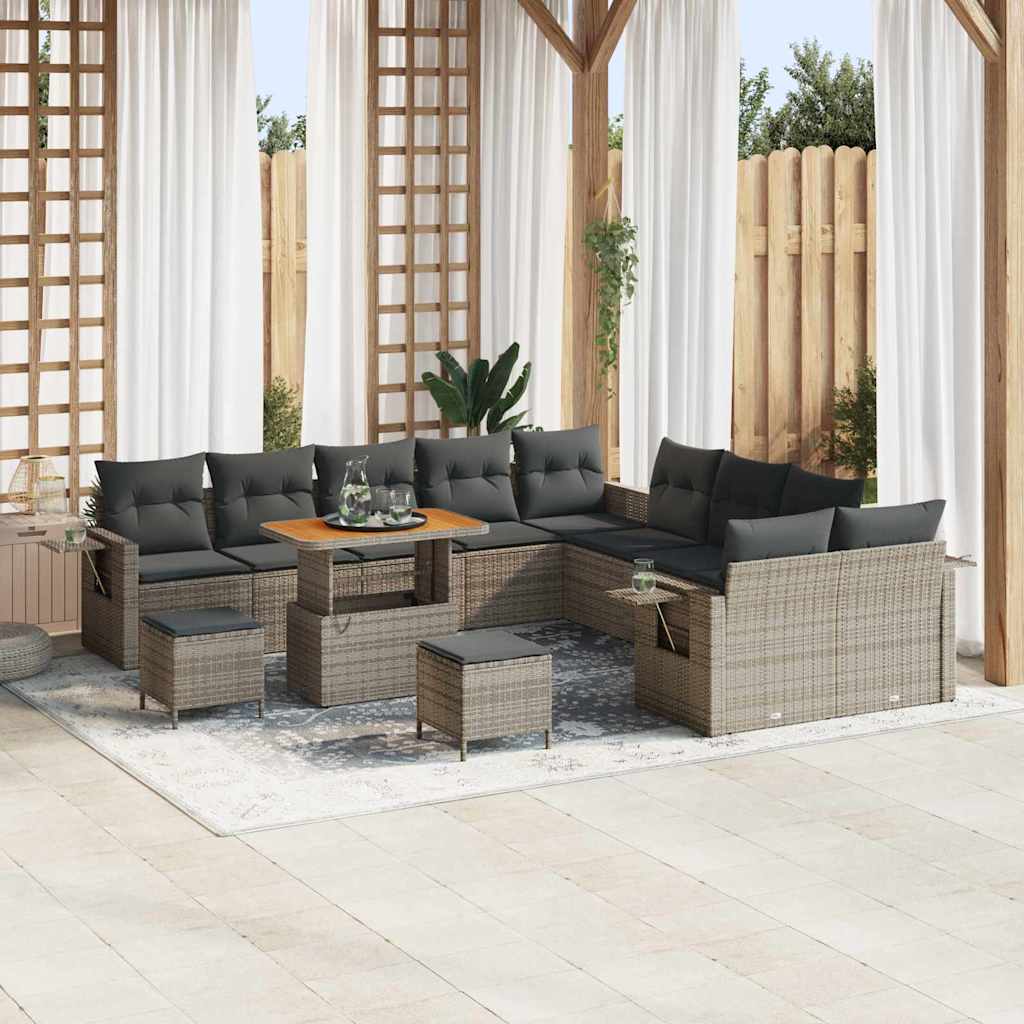 vidaXL Salon de jardin 13 pcs Gris résine tressée