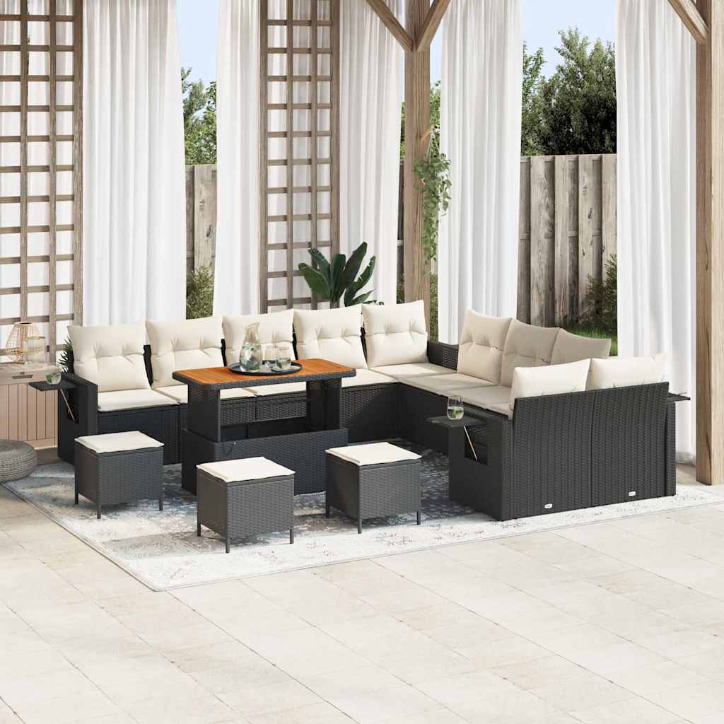 vidaXL Ensemble de canapés de jardin 14 pcs Résine tressée Noir
