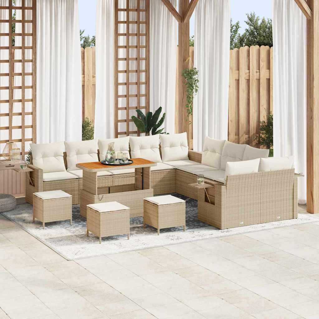 vidaXL Salon de jardin 14 pcs Beige Résine tressée