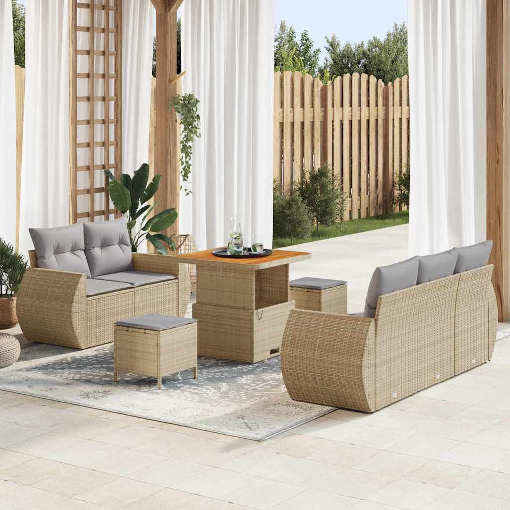 vidaXL Gartensofa-set 8 pcs Beige Poly-Rattan