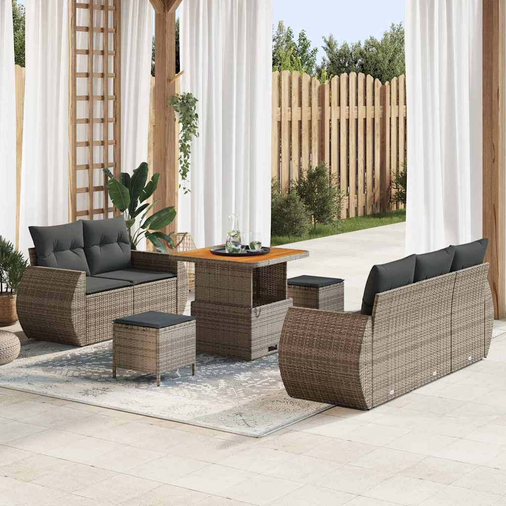 vidaXL Salon de jardin 8 pcs Gris résine tressée