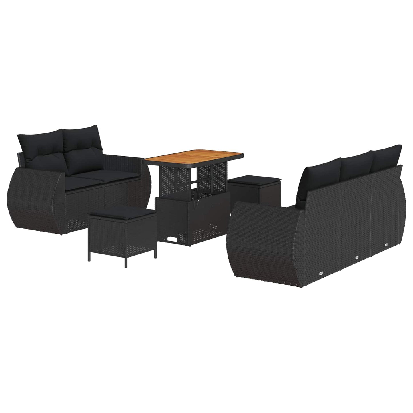 vidaXL Ensemble de canapés de jardin 8 pcs Noir résine tressée
