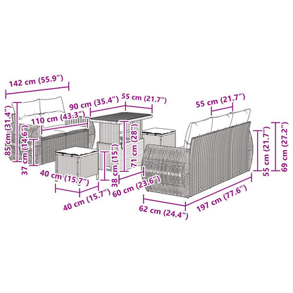 vidaXL Ensemble de canapés de jardin 8 pcs Noir résine tressée