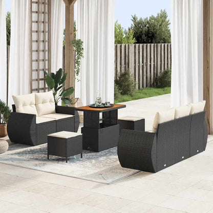 vidaXL Ensemble de canapés de jardin 8 pcs Noir résine tressée