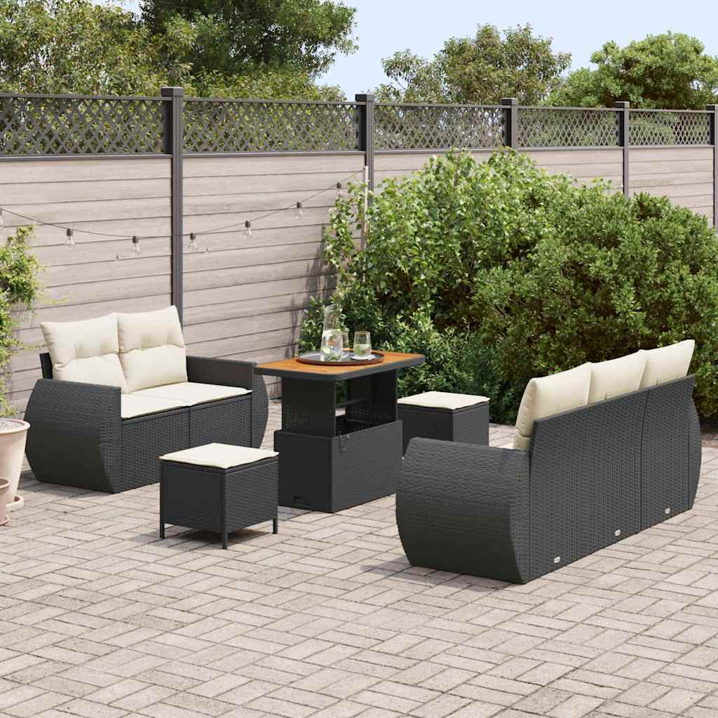 vidaXL Ensemble de canapés de jardin 8 pcs Noir résine tressée