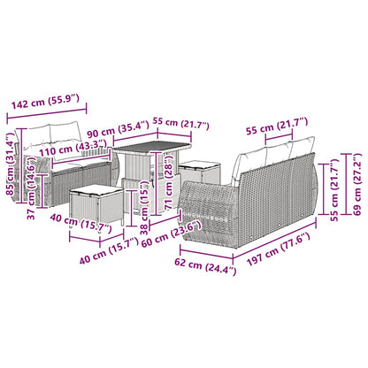 vidaXL Ensemble de canapés de jardin 8 pcs Noir résine tressée