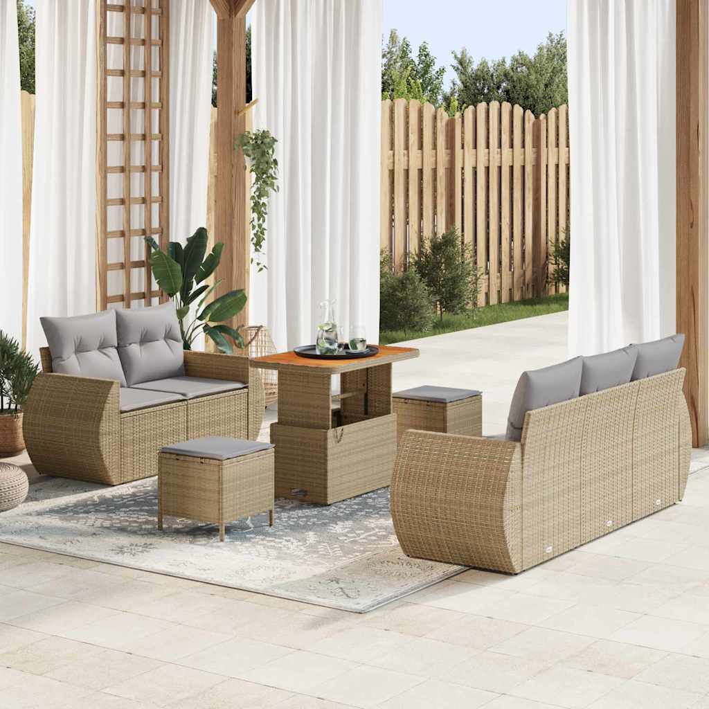 vidaXL Gartensofa-set 8 pcs Beige Poly-Rattan