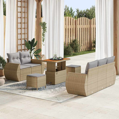 vidaXL Gartensofa-set 8 pcs Beige Poly-Rattan