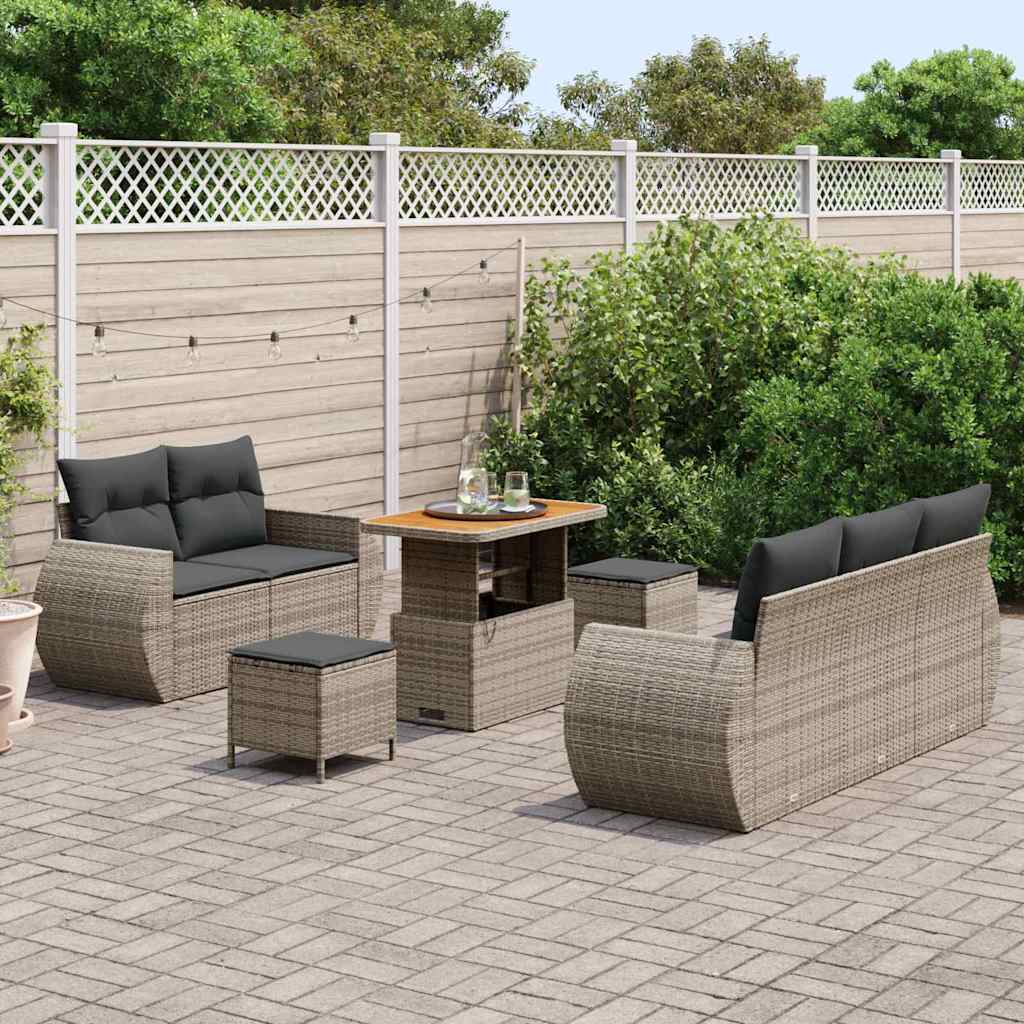 vidaXL Ensemble de canapés de jardin 8 pcs Gris résine tressée