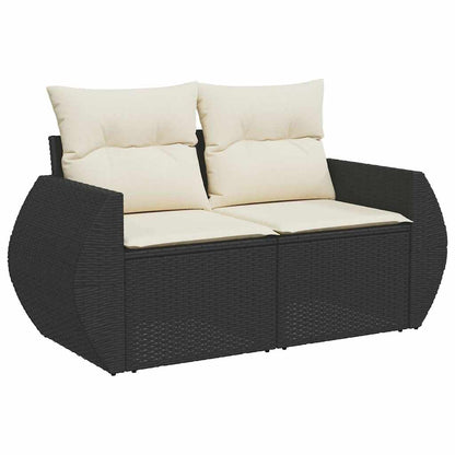 Gartensofa-set mit Kissen 10 pcs Schwarz Poly-Rattan