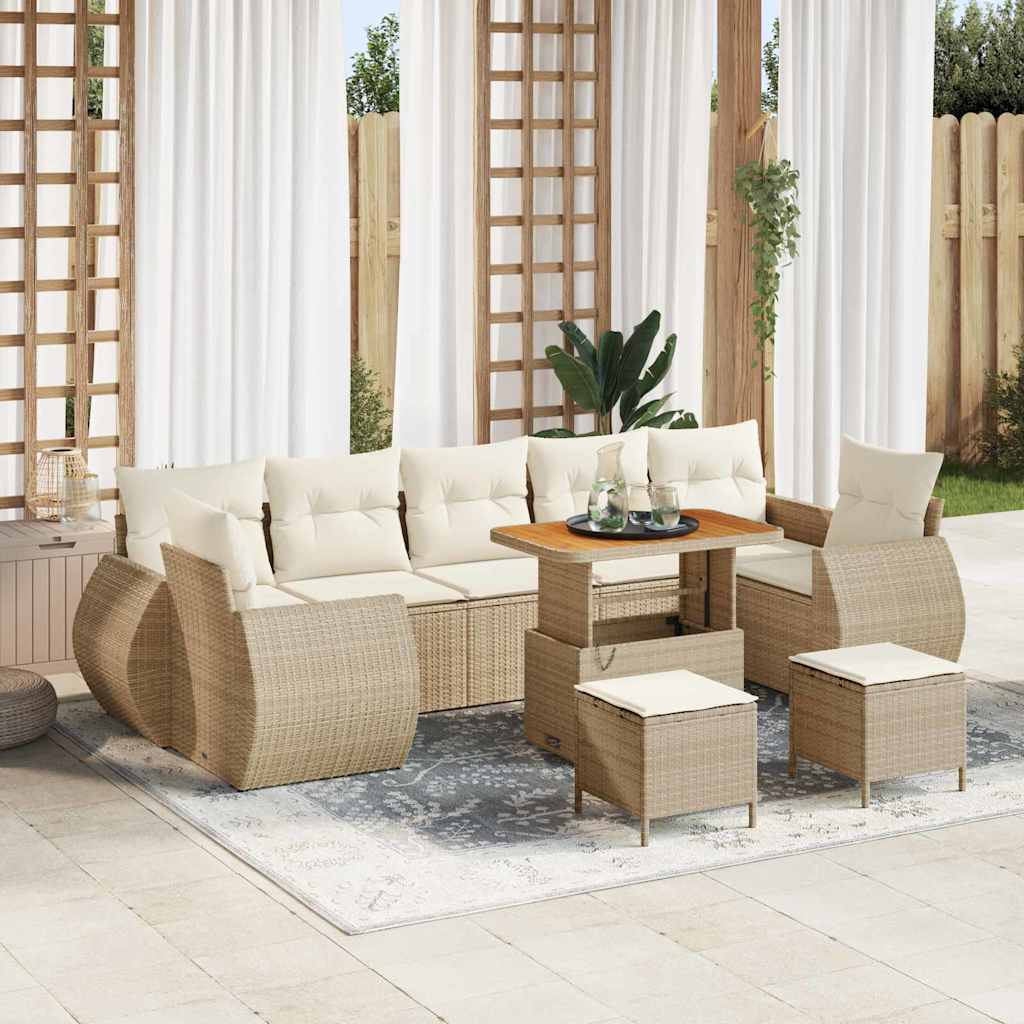 Gartensofa-set 10 pcs Beige Poly-Rattan