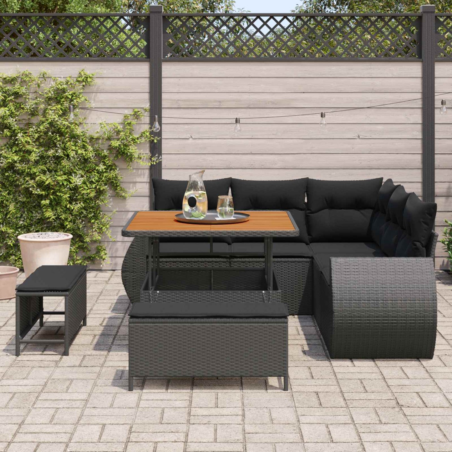 vidaXL Gartensofa-set 8 pcs Schwarz Poly-Rattan