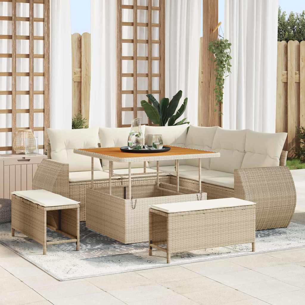 vidaXL Salon de jardin 8 pcs Beige Résine tressée