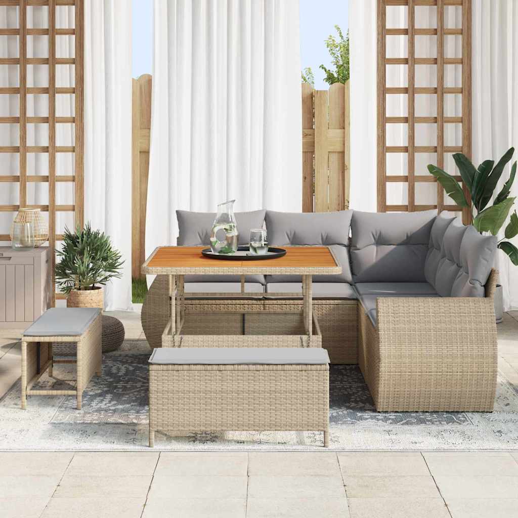 vidaXL Gartensofa-set 8 pcs Beige Poly-Rattan