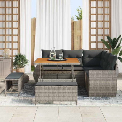 vidaXL Salon de jardin 8 pcs Gris Résine tressée