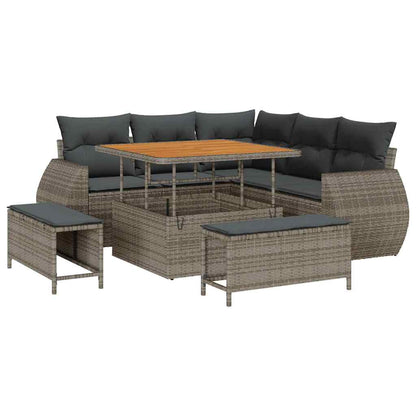 vidaXL Salon de jardin 8 pcs Gris Résine tressée