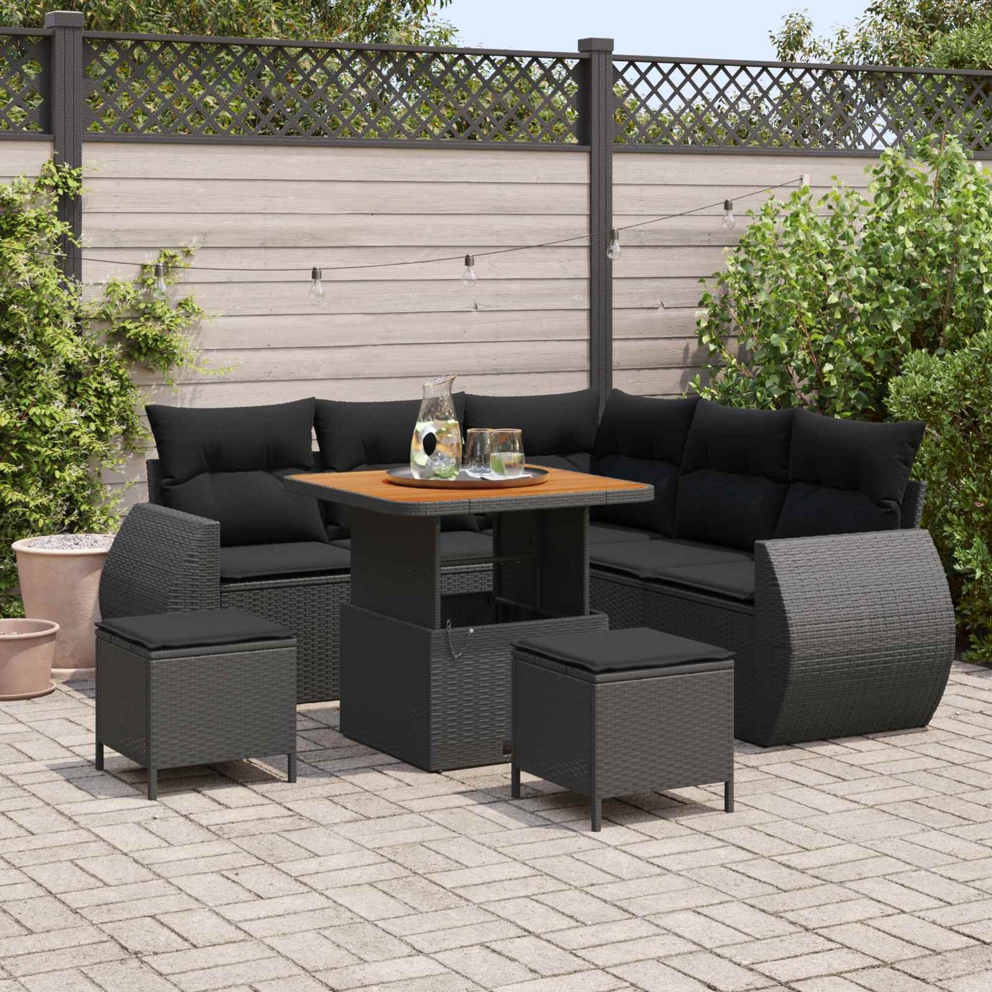 vidaXL Ensemble de canapés de jardin 8 pcs Noir résine tressée