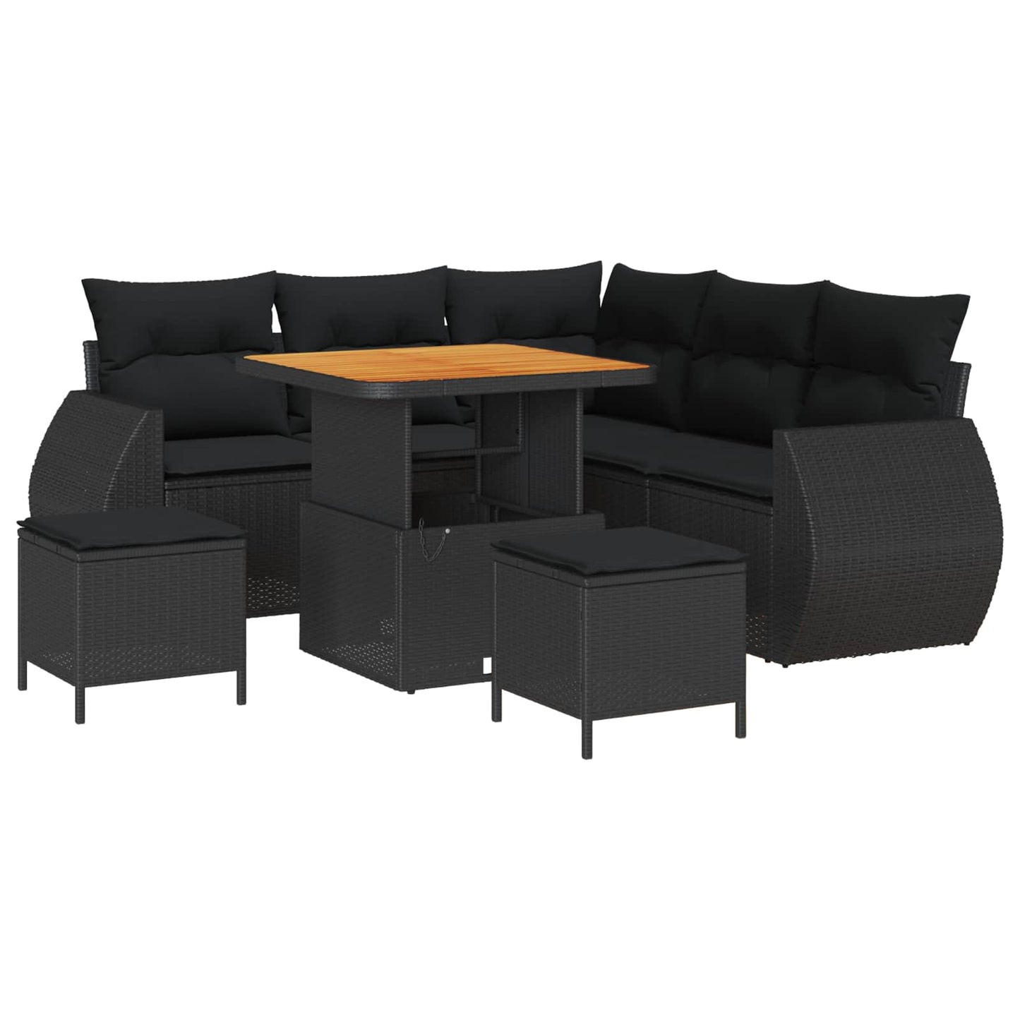 vidaXL Ensemble de canapés de jardin 8 pcs Noir résine tressée