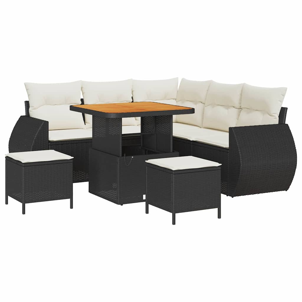 vidaXL Ensemble de canapés de jardin 8 pcs Noir résine tressée