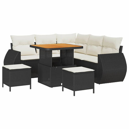 vidaXL Ensemble de canapés de jardin 8 pcs Noir résine tressée