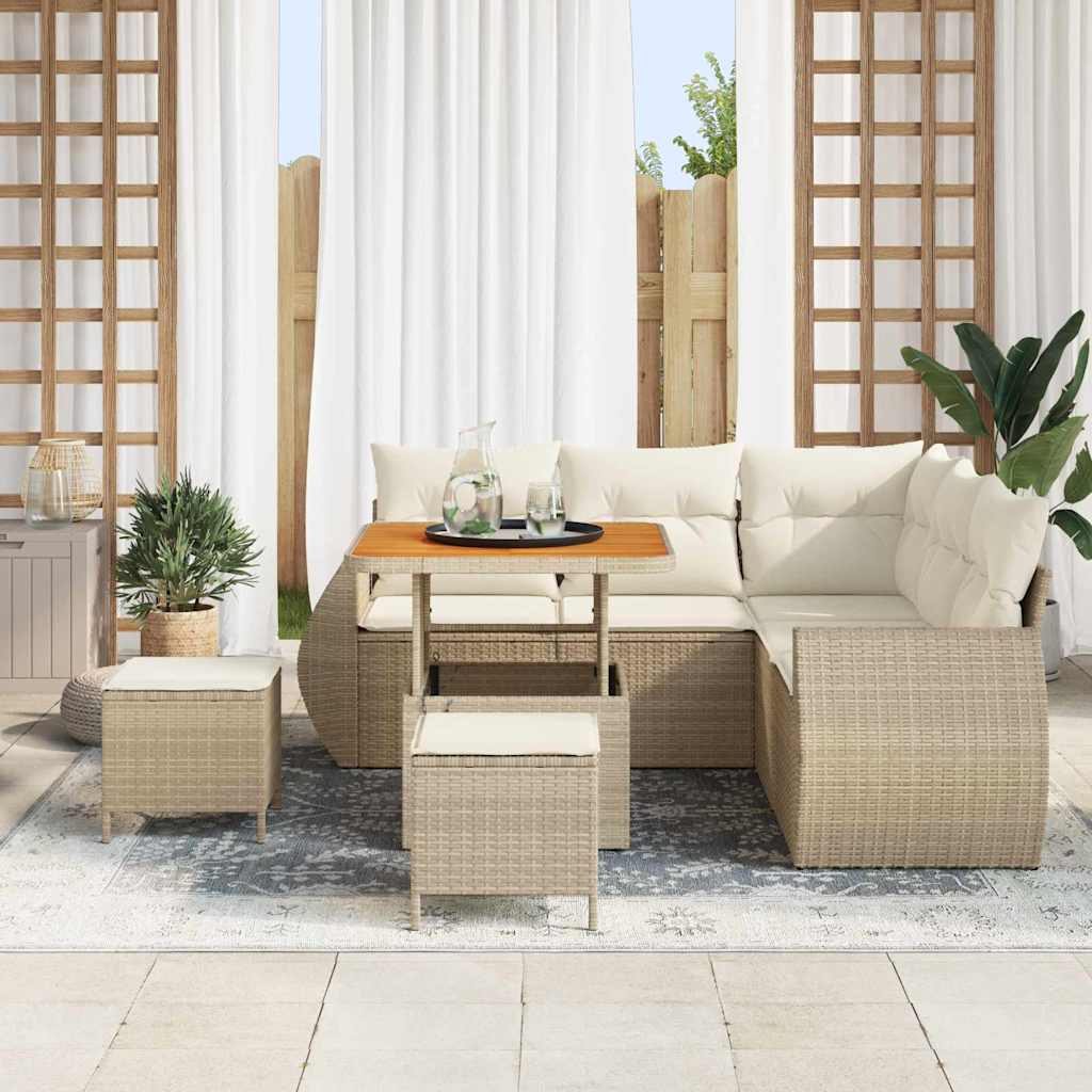 vidaXL Gartensofa-set 8 pcs Beige Poly-Rattan