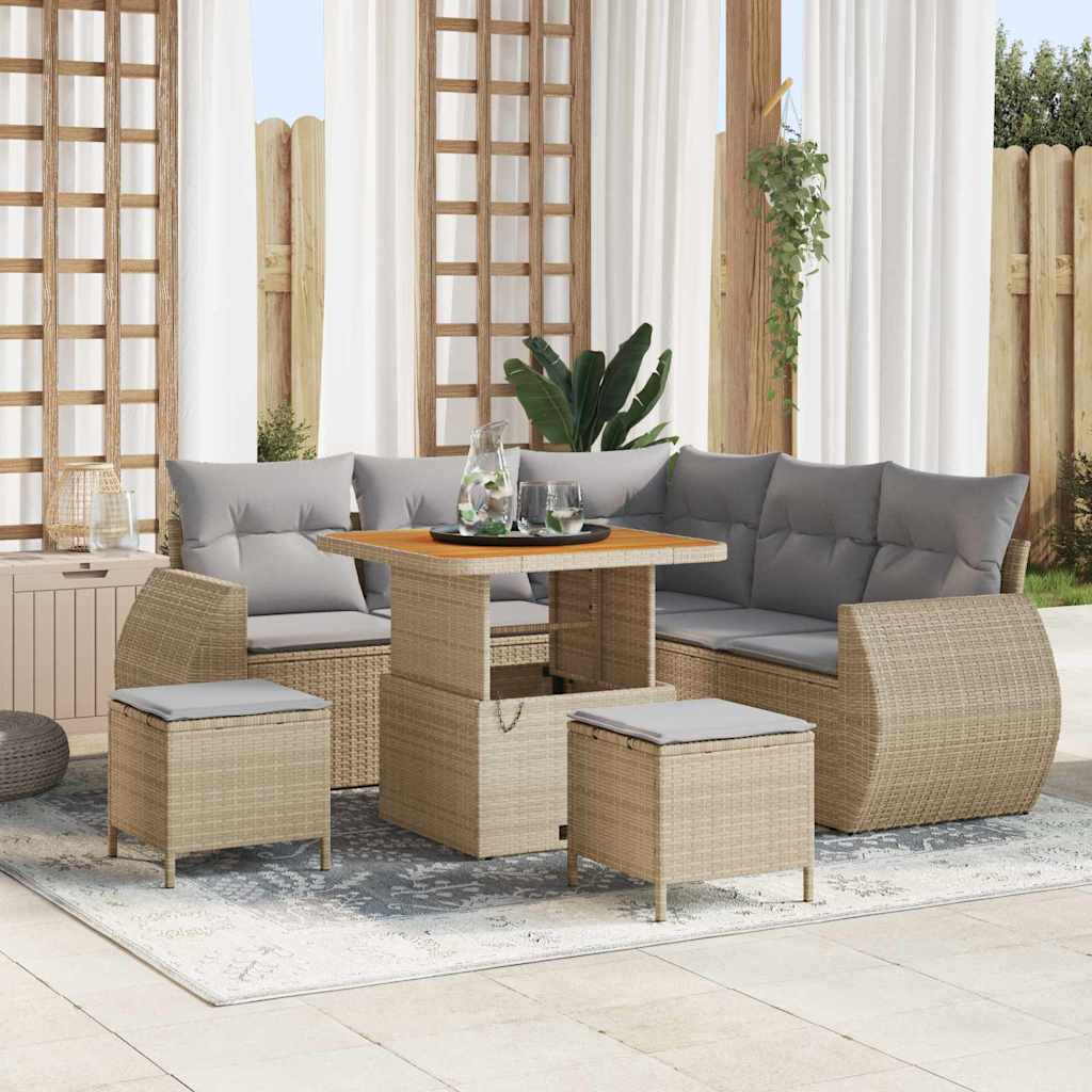 vidaXL Salon de jardin 8 pcs Beige Résine tressée