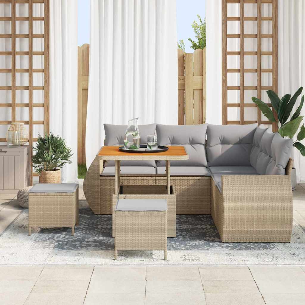 vidaXL Salon de jardin 8 pcs Beige Résine tressée