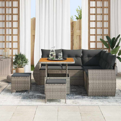 Gartensofa-set 8 pcs Grau Poly-Rattan