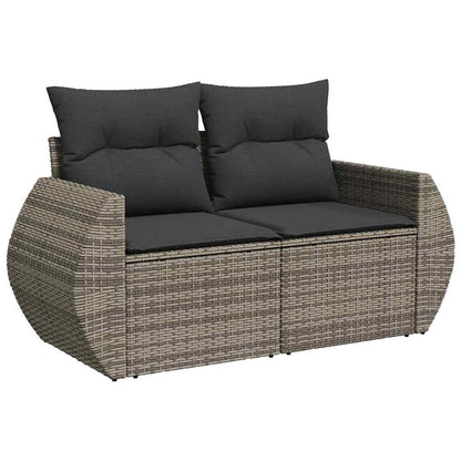 Gartensofa-set 8 pcs Grau Poly-Rattan