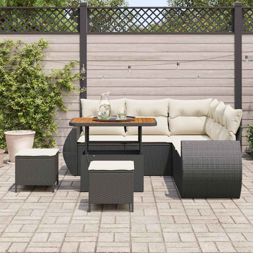 vidaXL Gartensofa-set 8 pcs Schwarz Poly-Rattan