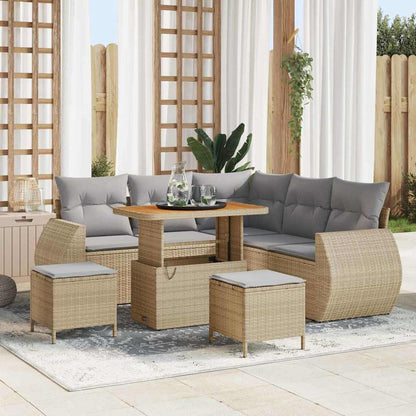Gartensofa-set 8 pcs Beige Poly-Rattan